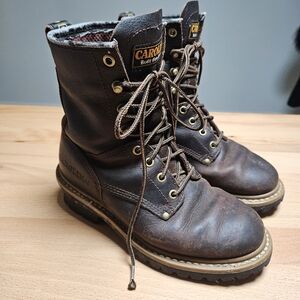 Carolina Elm 8" Women's Dark Brown Lug Sole Logger Work Boots Size 7 M